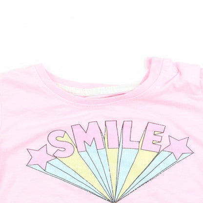 Primark Girls Pink   Basic T-Shirt Size 0-3 Months  - Smile