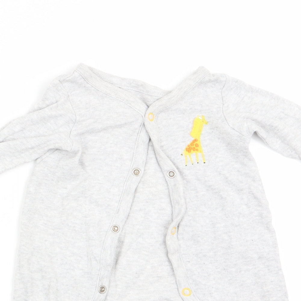 Mothercare Boys Grey Animal Print  Babygrow One-Piece Size Newborn  - Giraffe Logo