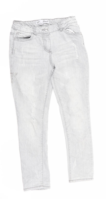 Denim Co Girls Grey   Skinny Jeans Size 10-11 Years - Distressed Jeans