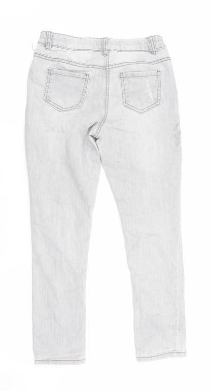 Denim Co Girls Grey   Skinny Jeans Size 10-11 Years - Distressed Jeans