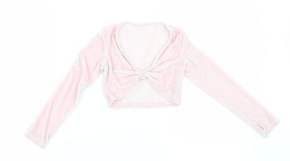 Minella Girls Pink  Velvet Basic Blouse Size 4-5 Years  - Ruched Front