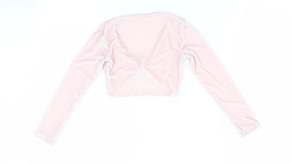 Minella Girls Pink  Velvet Basic Blouse Size 4-5 Years  - Ruched Front