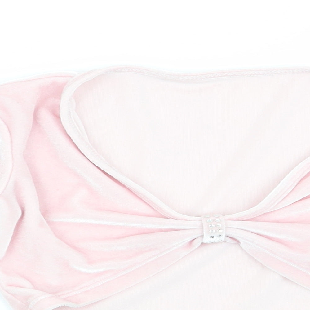 Minella Girls Pink  Velvet Basic Blouse Size 4-5 Years  - Ruched Front