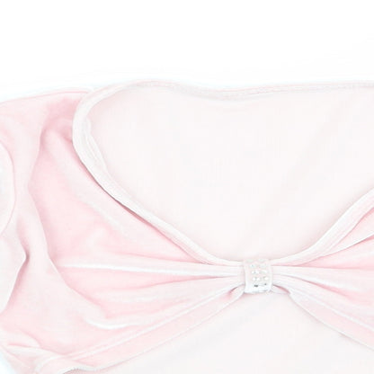 Minella Girls Pink  Velvet Basic Blouse Size 4-5 Years  - Ruched Front