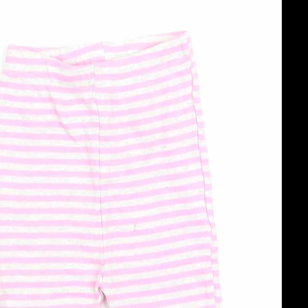 George Girls Pink Striped  Jogger Trousers Size 6-9 Months