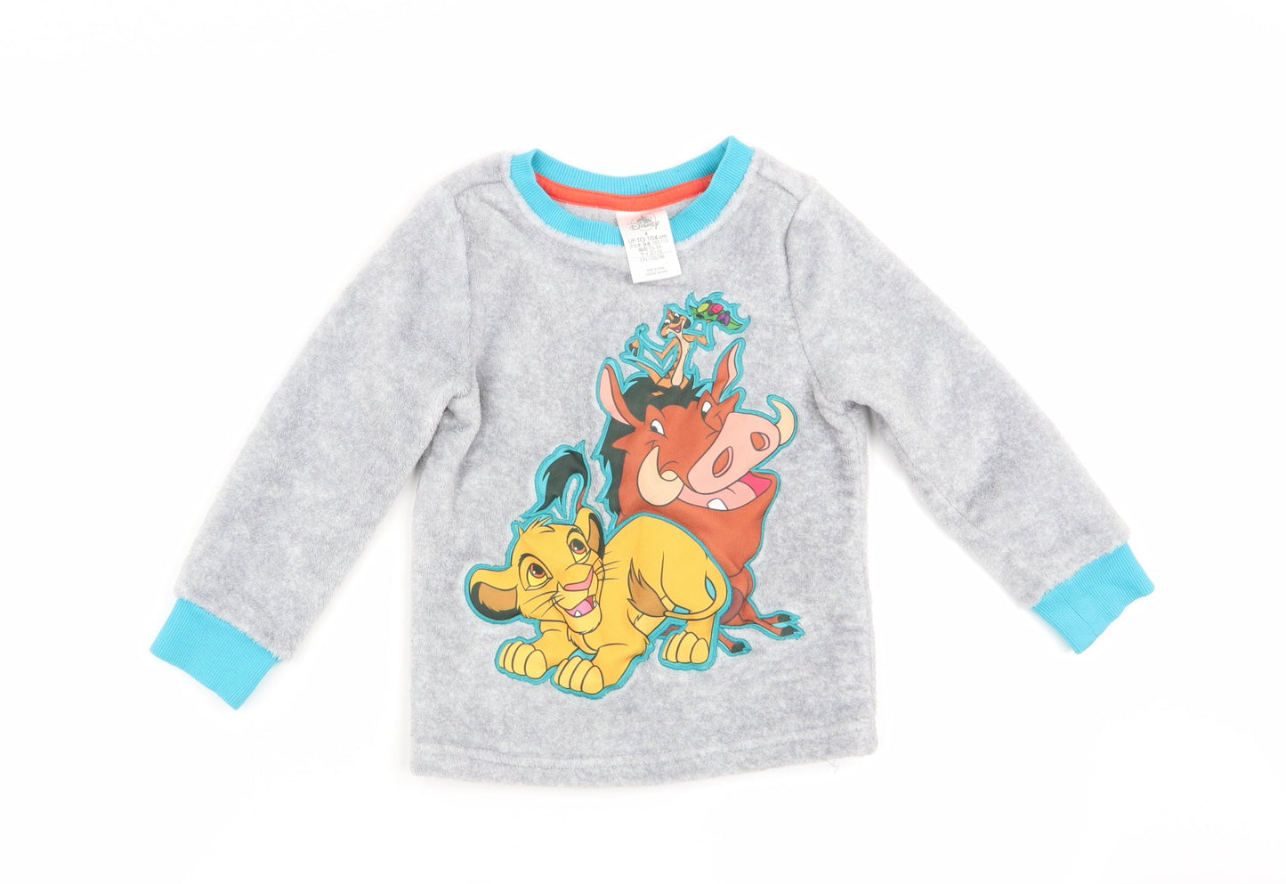 Disney Boys Grey Animal Print   Pyjama Top Size 4 Years  - Lion King