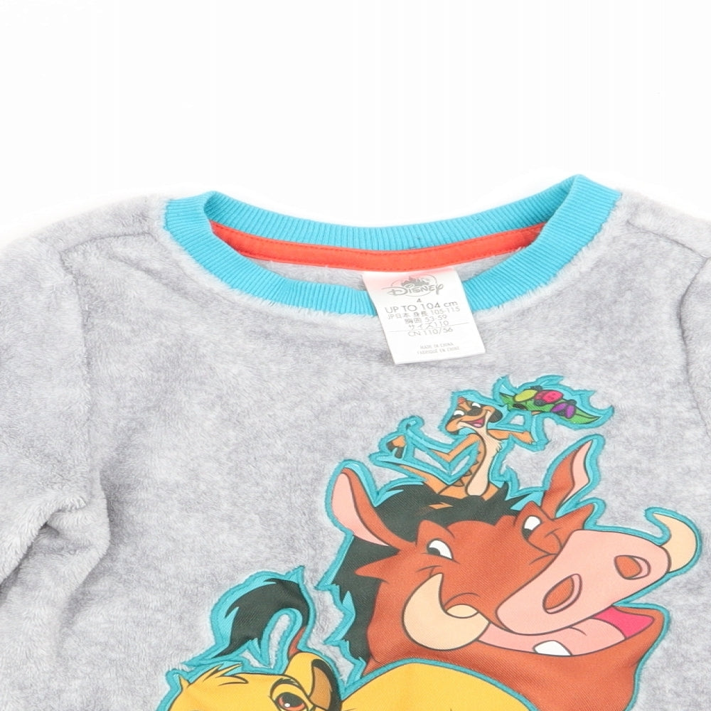Disney Boys Grey Animal Print   Pyjama Top Size 4 Years  - Lion King