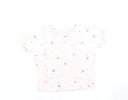 NEXT Girls Pink   Basic T-Shirt Size 9-12 Months  - star print