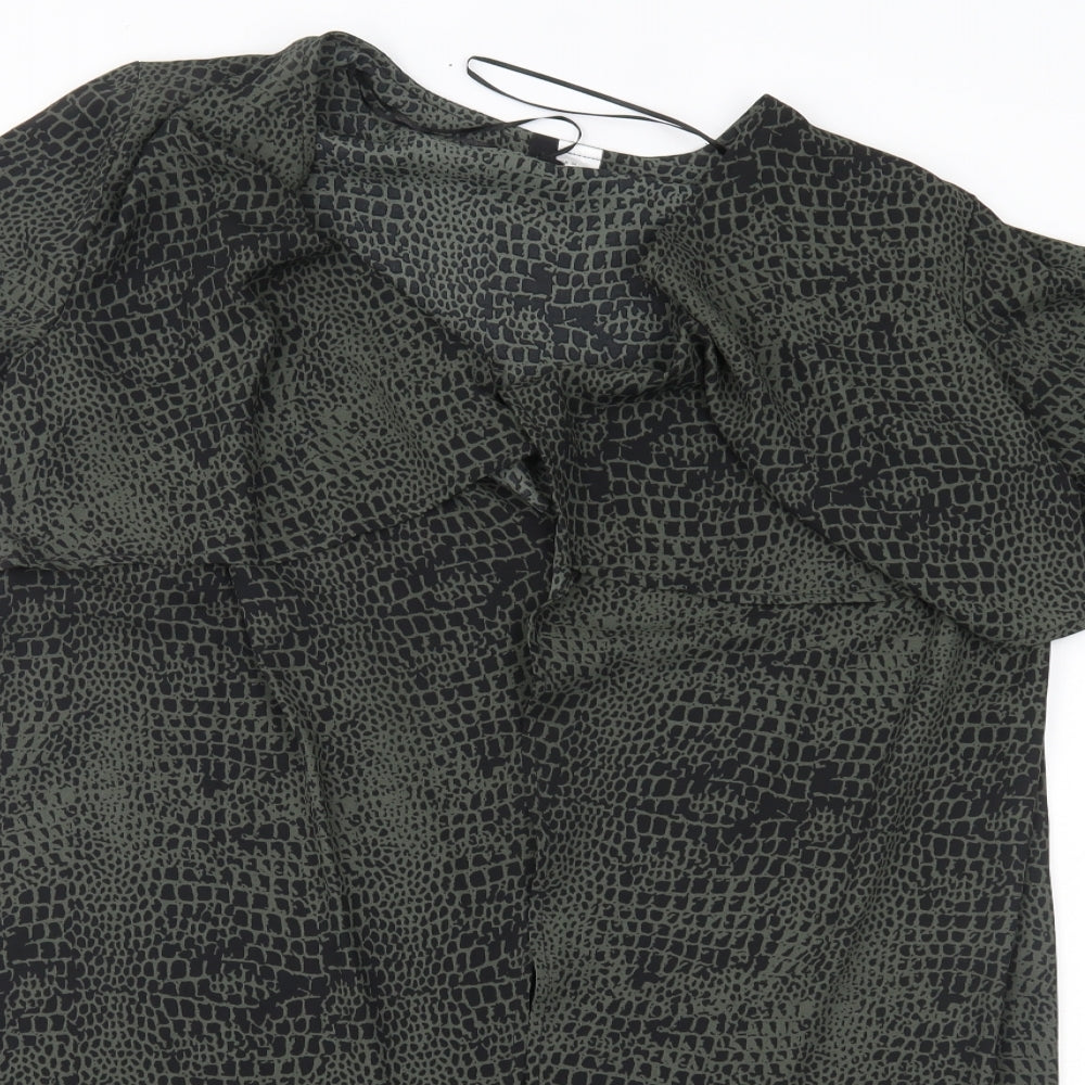 Womens UK Size 8 H&M Green Wrap Blouse