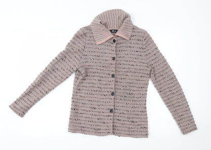 az Womens Pink Striped  Cardigan Jumper One Size