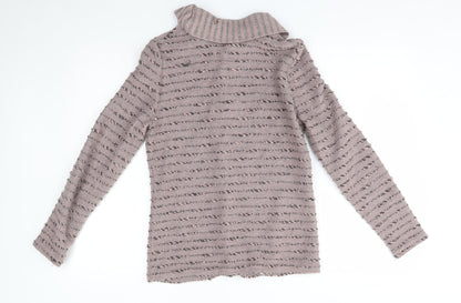 az Womens Pink Striped  Cardigan Jumper One Size