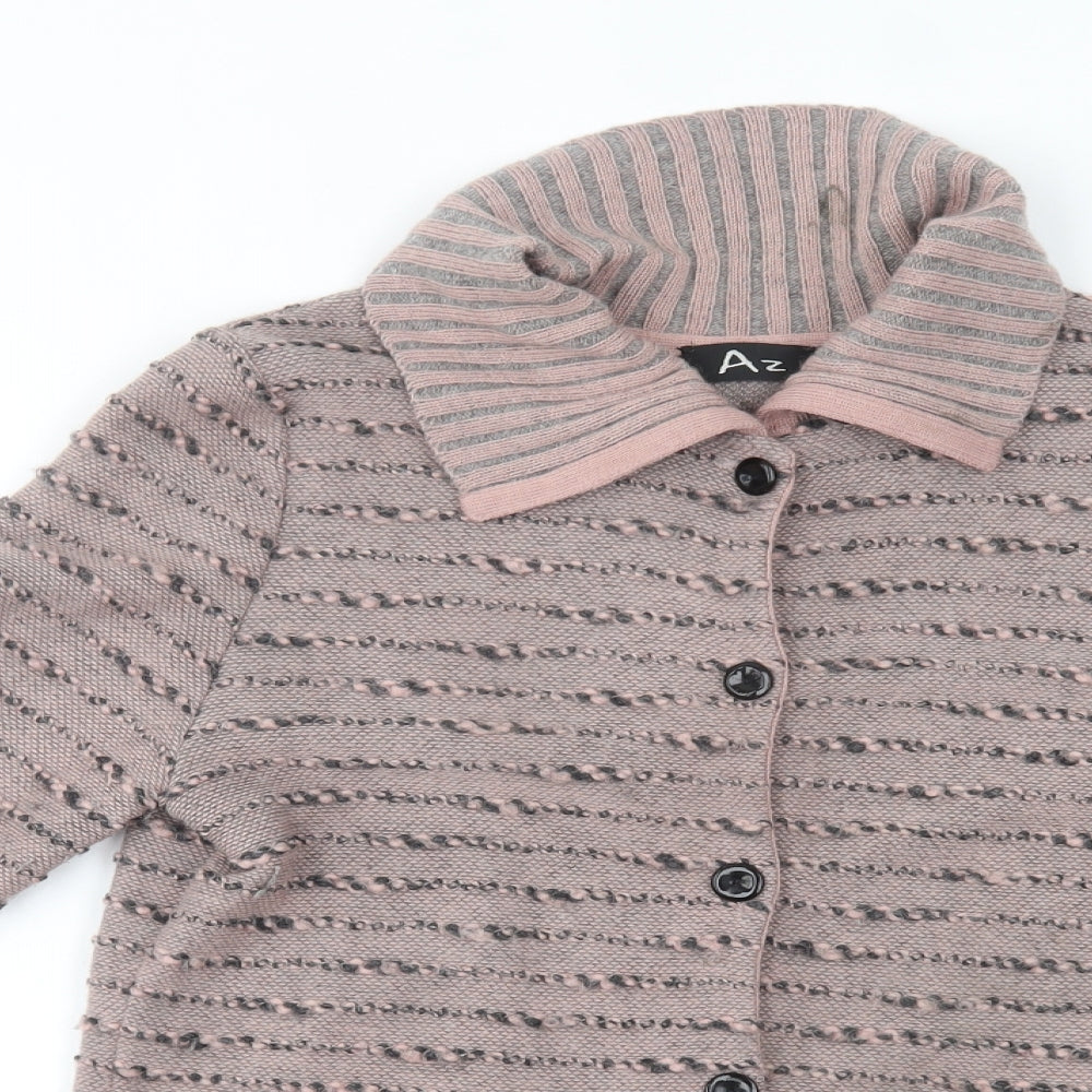 az Womens Pink Striped  Cardigan Jumper One Size