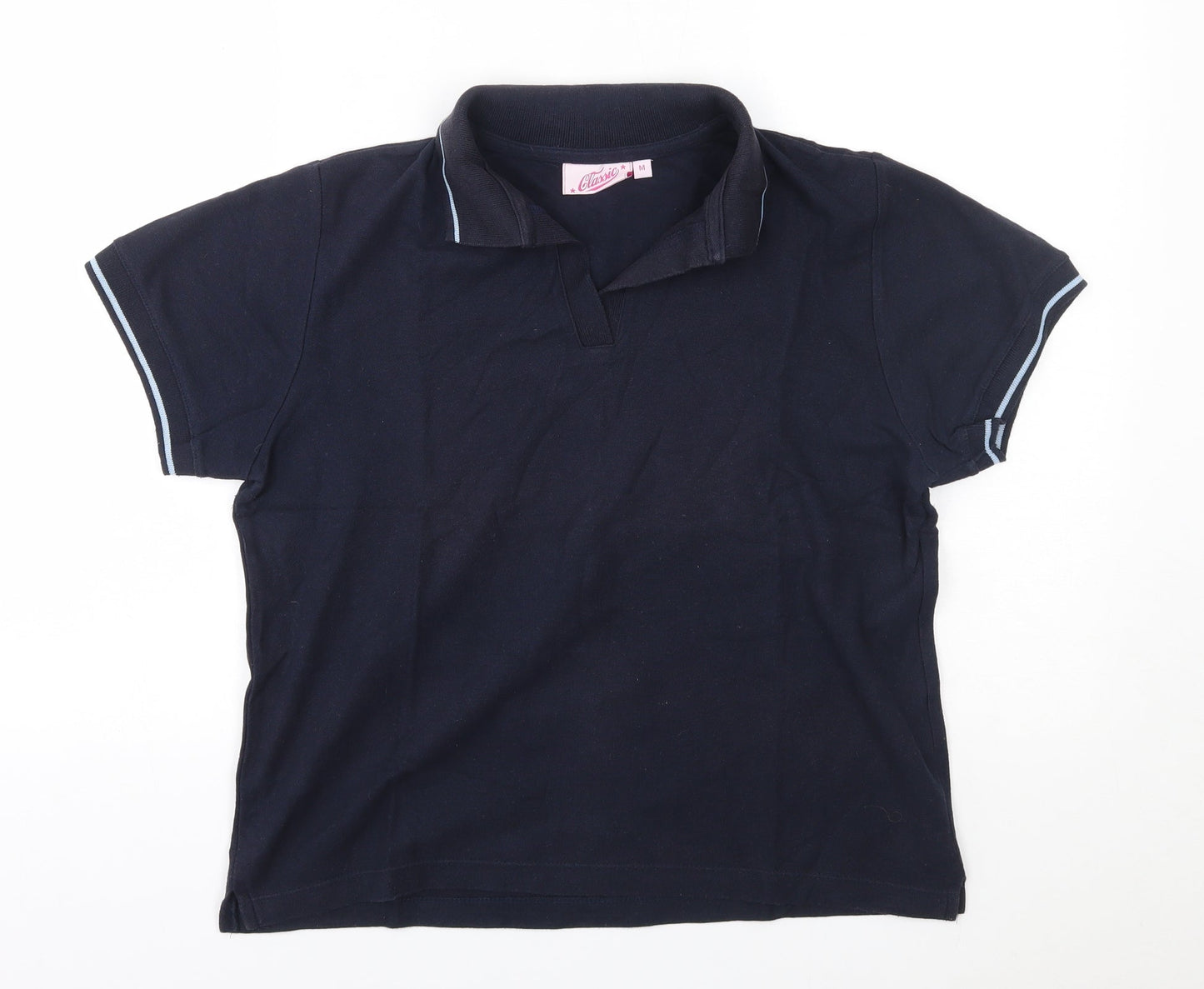 Womens UK Size M Classic Blue Basic Polo