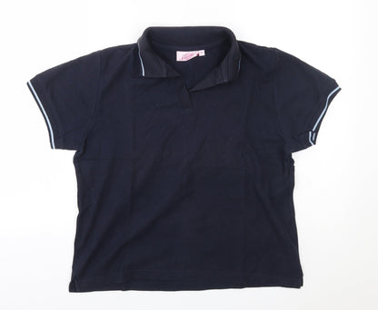 Womens UK Size M Classic Blue Basic Polo