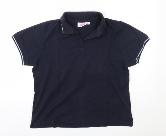 Womens UK Size M Classic Blue Basic Polo