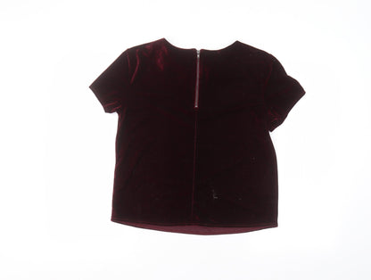 Womens UK Size 10 Hearts & Bows Red Basic T-Shirt