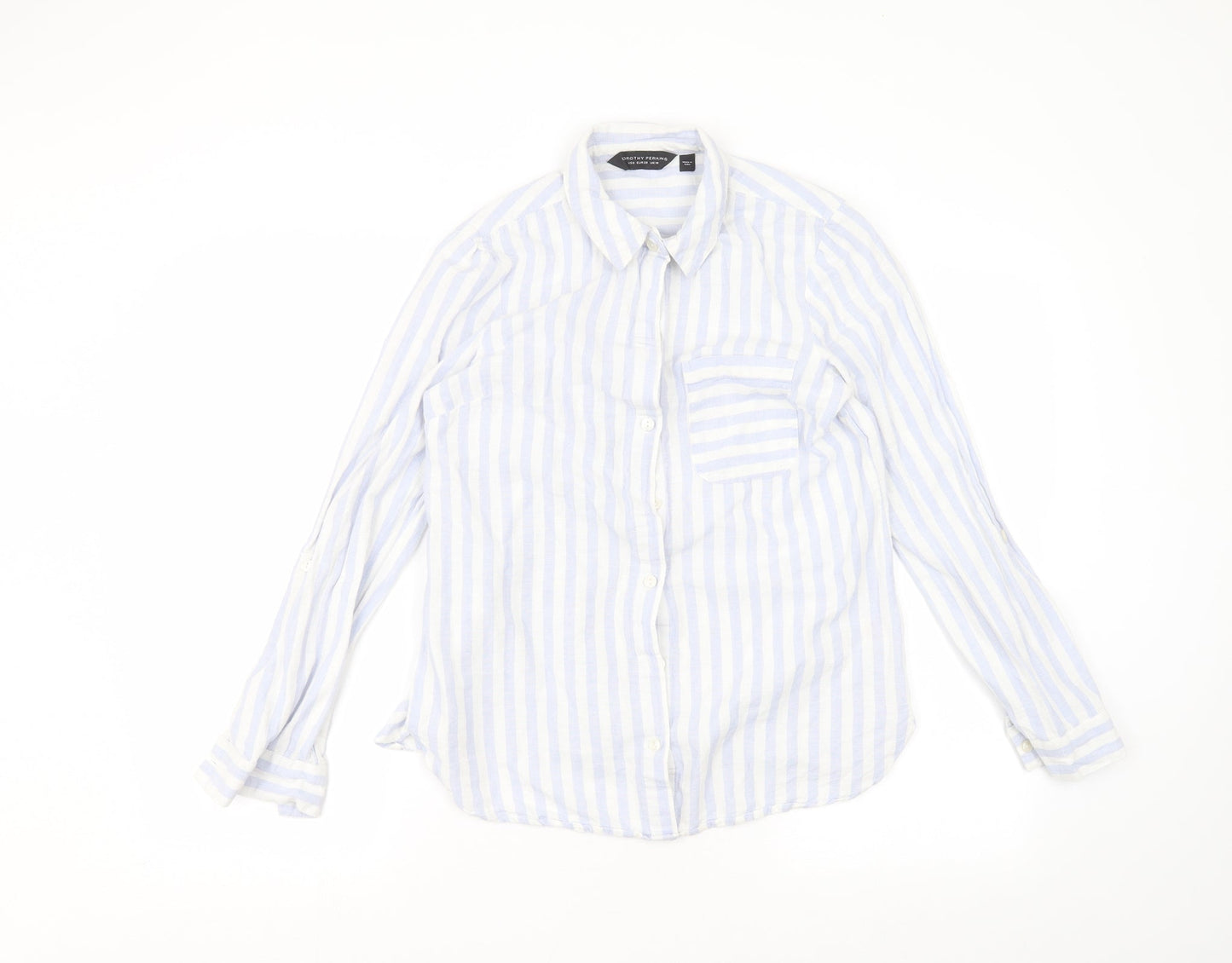 Womens UK Size 10 Dorothy Perkins White Basic Button-Up