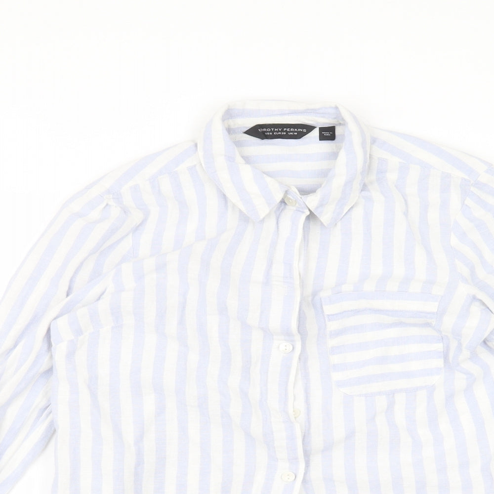 Womens UK Size 10 Dorothy Perkins White Basic Button-Up