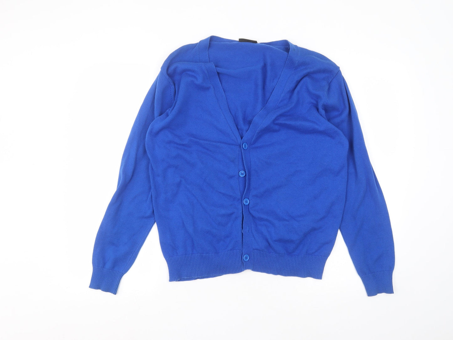 Womens UK Size L Cedar Wood State Blue Cardigan Jumper