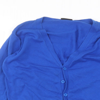 Womens UK Size L Cedar Wood State Blue Cardigan Jumper