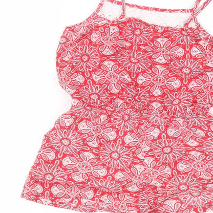 TU Girls Red Floral  Jumpsuit One-Piece Size 10 Years