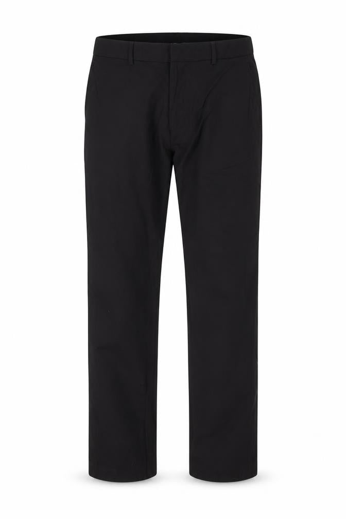 Front view of Mark Law men’s black trousers, size 36, in, 29-inch leg