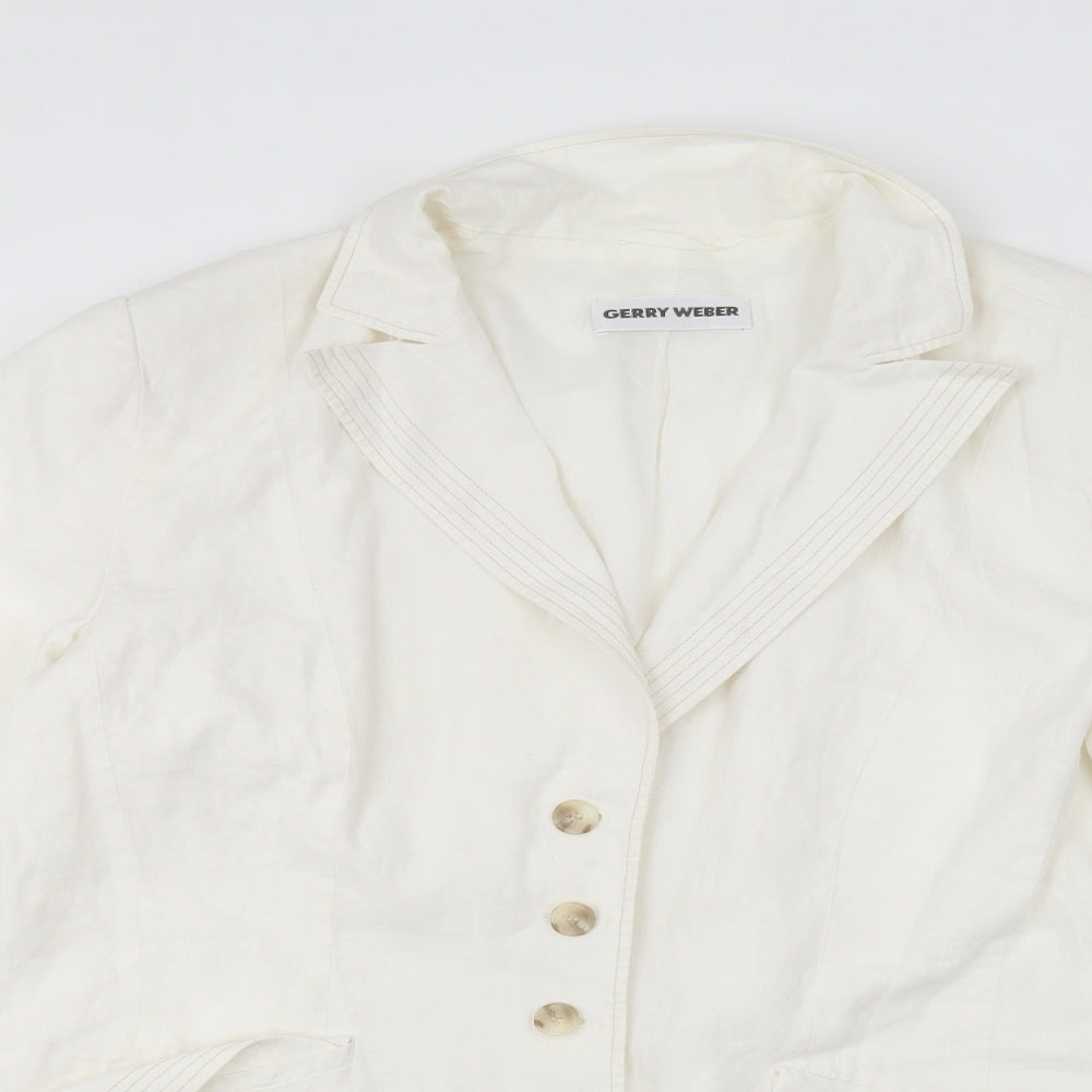 Womens UK Size 14 Gerry Weber White Basic Button-Up