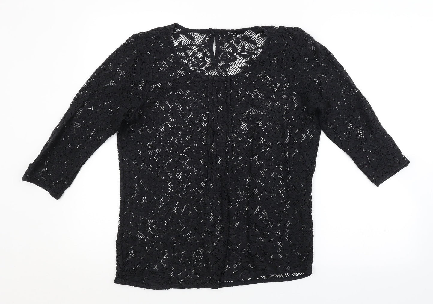 George Womens Black Floral  Basic Blouse