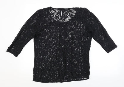 George Womens Black Floral  Basic Blouse