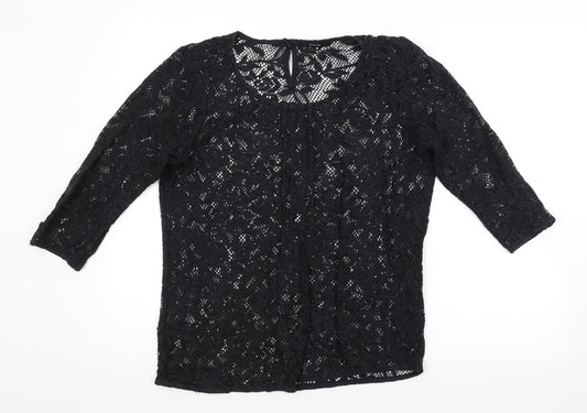 George Womens Black Floral  Basic Blouse