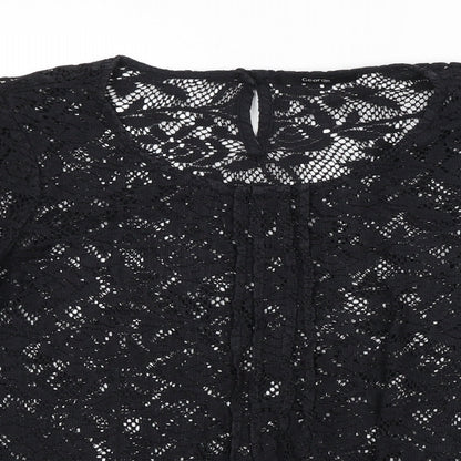 George Womens Black Floral  Basic Blouse