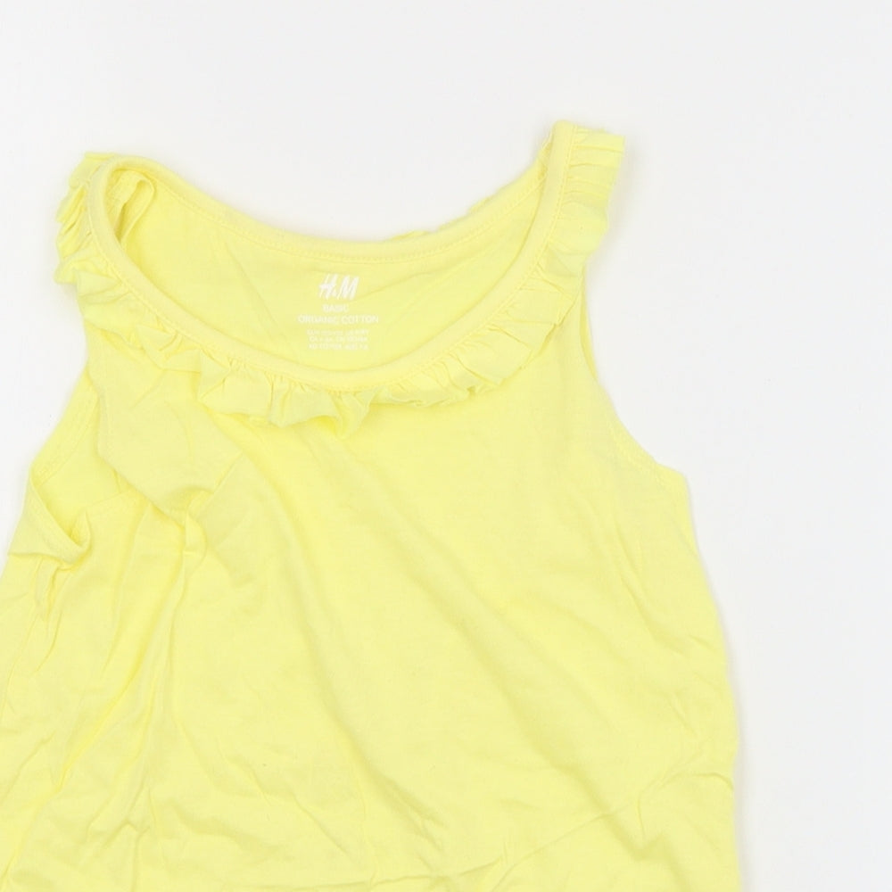 H&M Girls Yellow   Basic Tank Size 7-8 Years