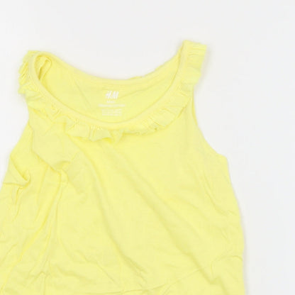 H&M Girls Yellow   Basic Tank Size 7-8 Years