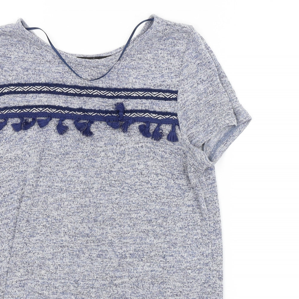 Womens UK Size 8 Atmosphere Blue Basic T-Shirt