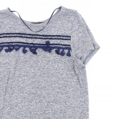 Womens UK Size 8 Atmosphere Blue Basic T-Shirt