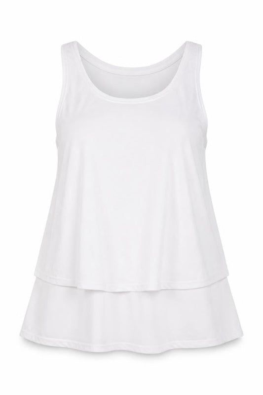 Front view of Active women’s white basic tank, size UK 16