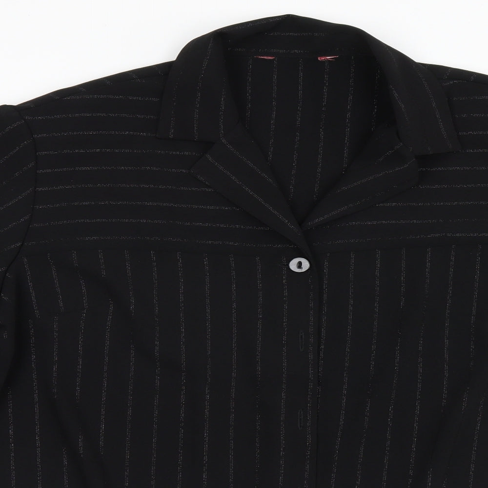 Womens UK Size  Preworn Black Basic Button-Up