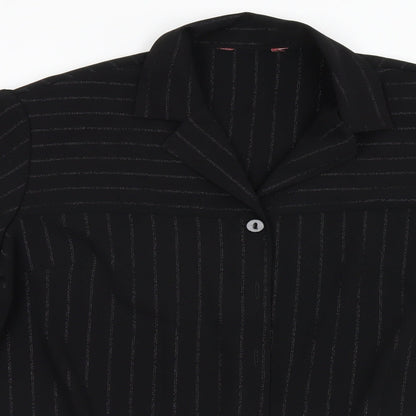 Womens UK Size  Preworn Black Basic Button-Up