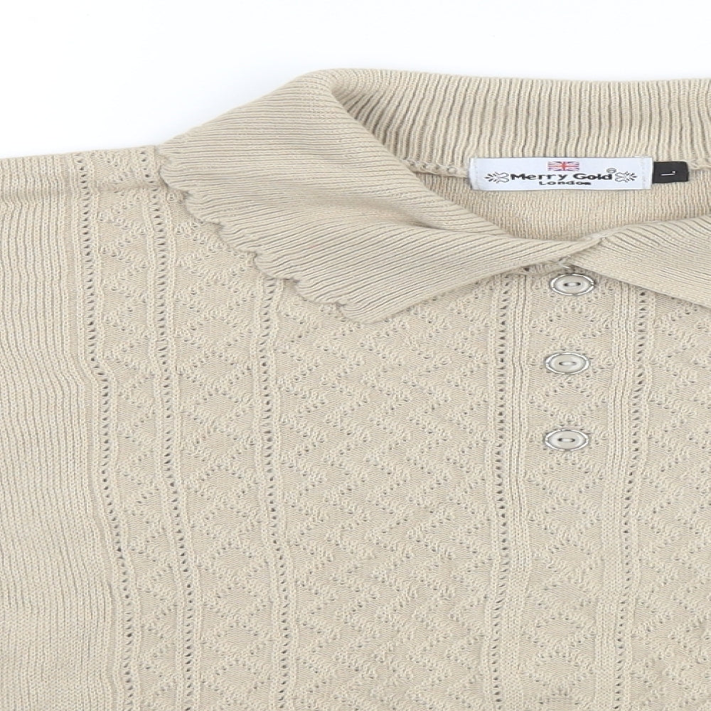 Womens UK Size L Merry Gold Green Pullover Jumper