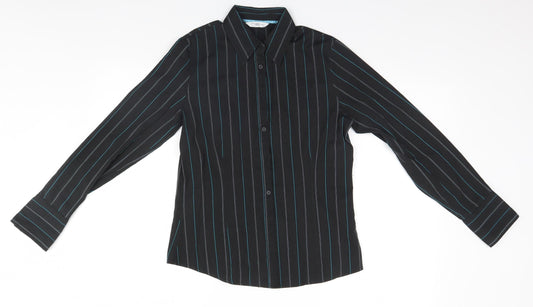 Womens UK Size 10 New Look Black Basic Button-Up