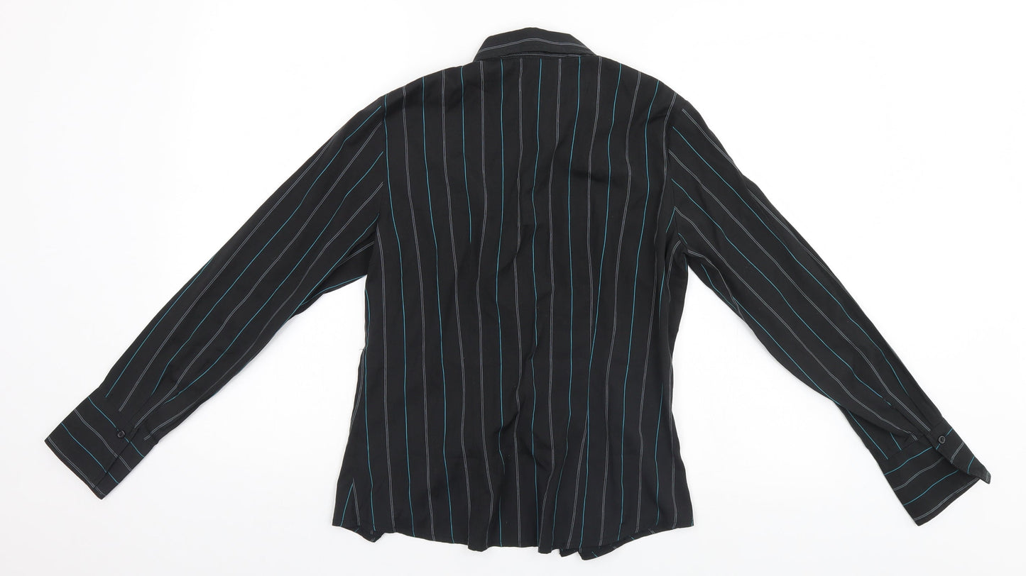 Womens UK Size 10 New Look Black Basic Button-Up