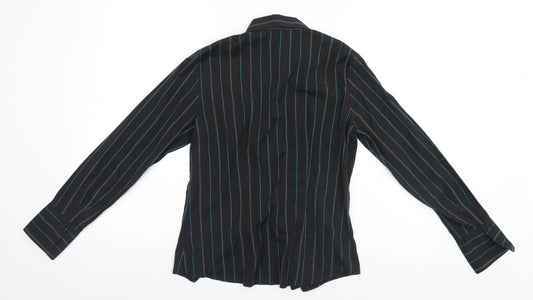 Womens UK Size 10 New Look Black Basic Button-Up