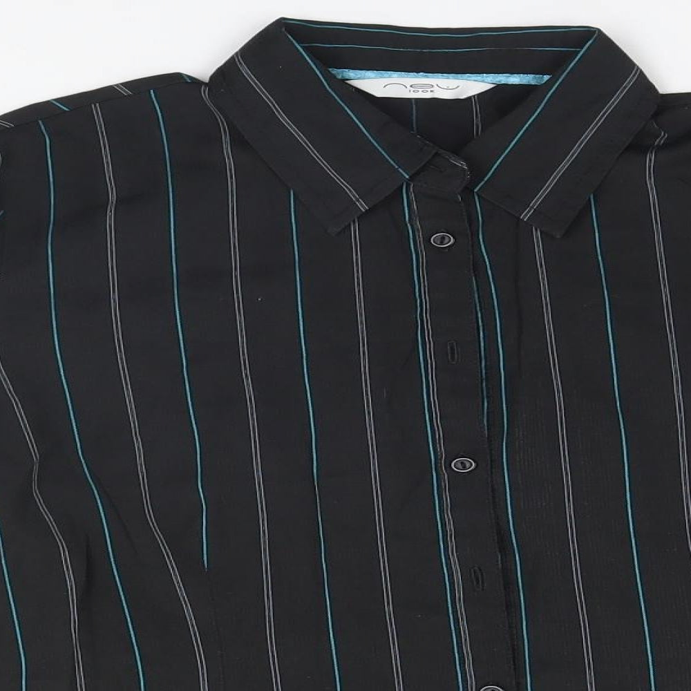 Womens UK Size 10 New Look Black Basic Button-Up