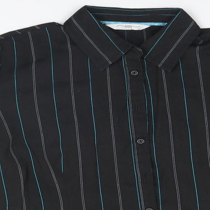 Womens UK Size 10 New Look Black Basic Button-Up