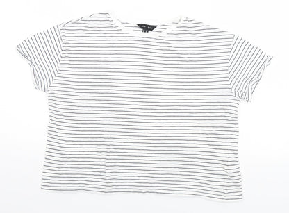 New Look Womens White Striped  Basic T-Shirt Size 8