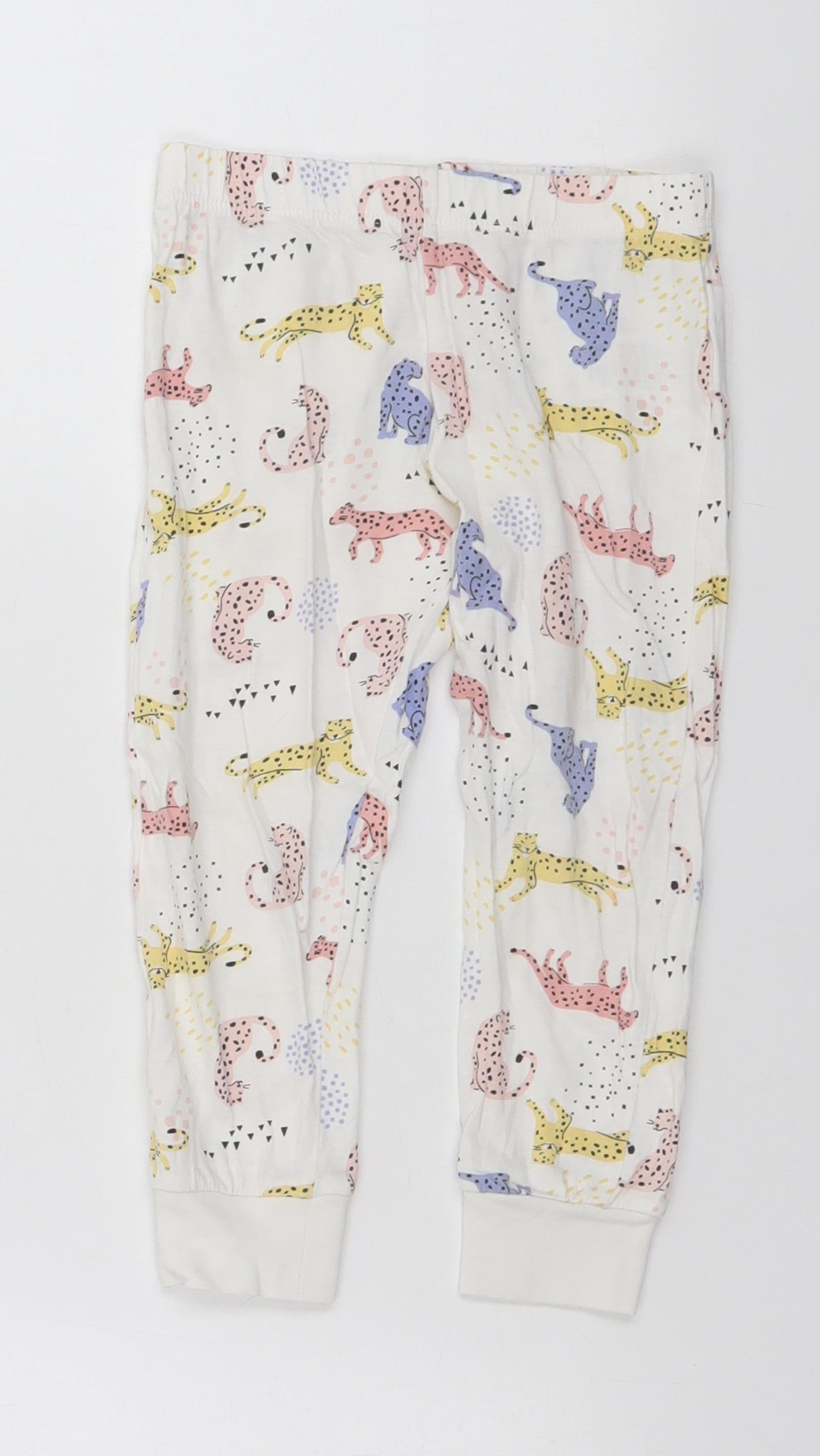 F&F Girls White Animal Print   Pyjama Pants Size 2-3 Years  - Cats