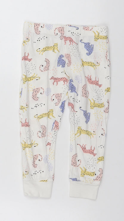 F&F Girls White Animal Print   Pyjama Pants Size 2-3 Years  - Cats
