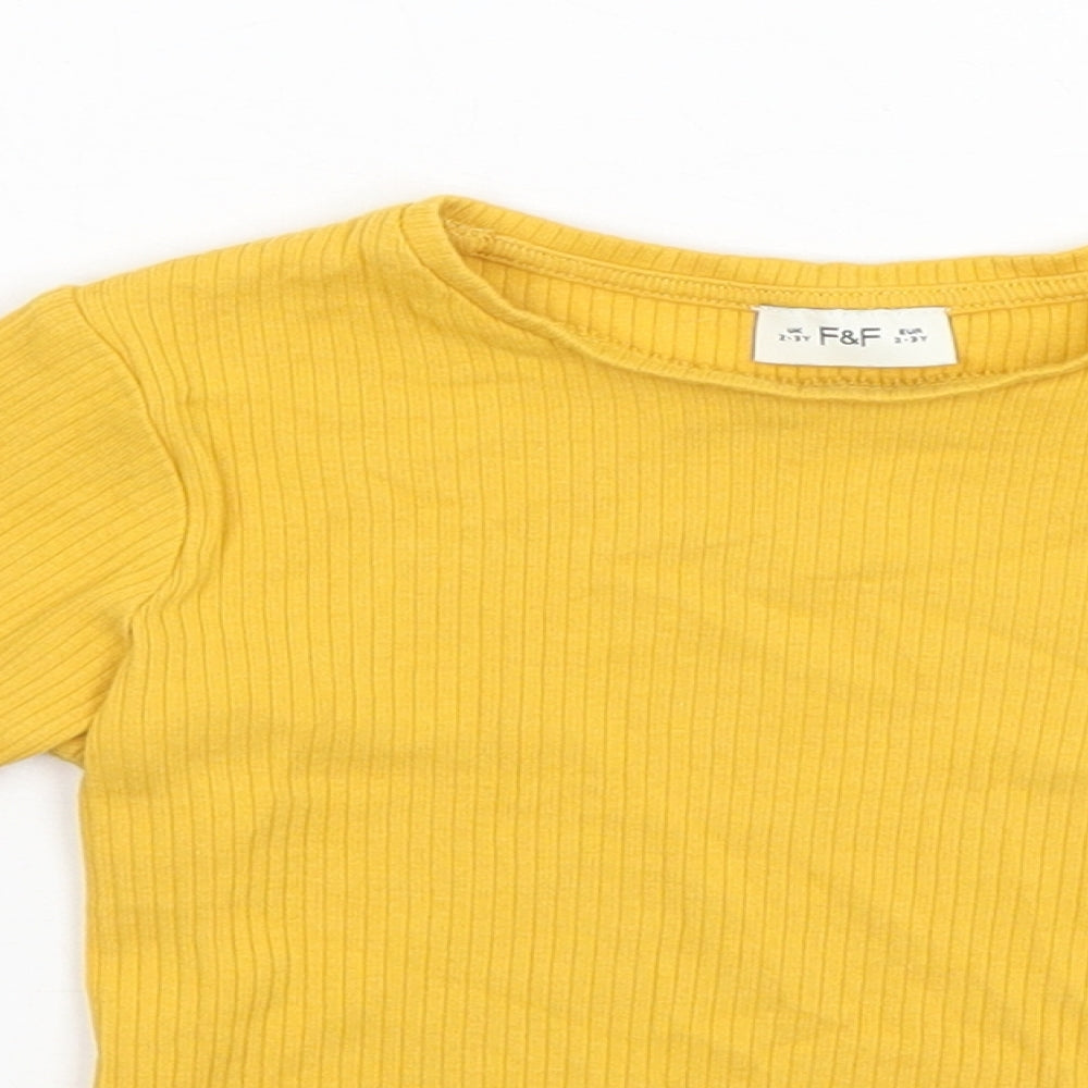 F&F Girls Orange Striped  Pullover Jumper Size 2-3 Years