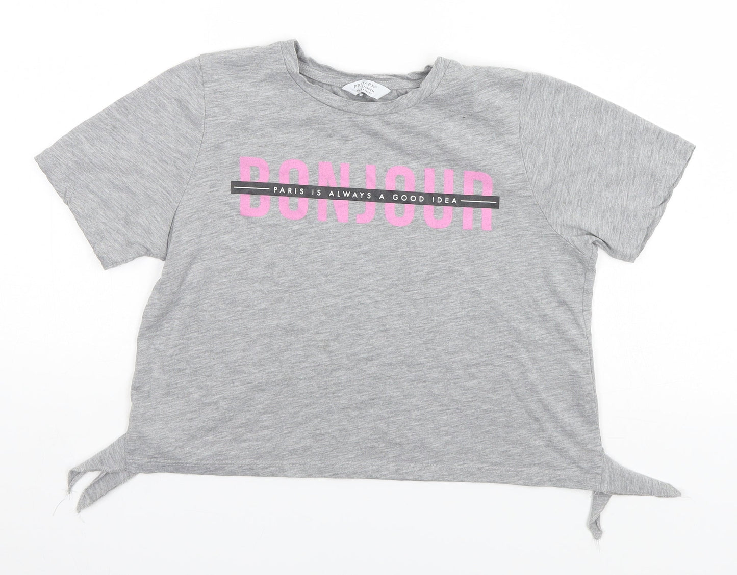 Primark Girls Grey   Basic T-Shirt Size 10-11 Years  - Paris is Always a Good Idea