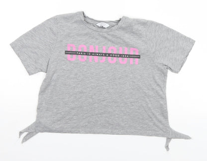 Primark Girls Grey   Basic T-Shirt Size 10-11 Years  - Paris is Always a Good Idea